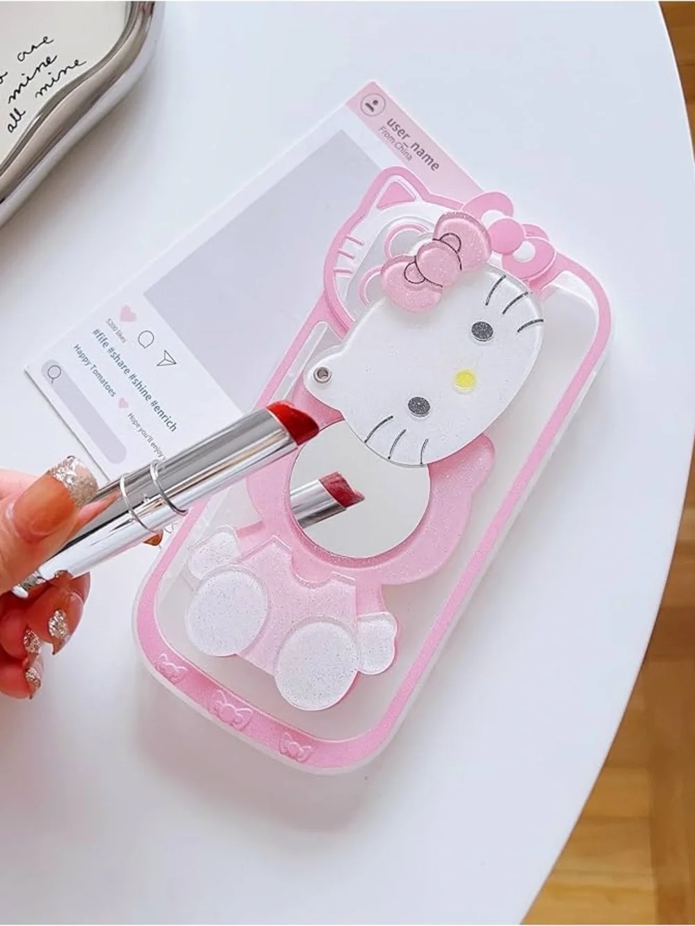 NEW Hello Kitty iPhone 15 ProMax 6.7” mirror case, screen protector & carry bag